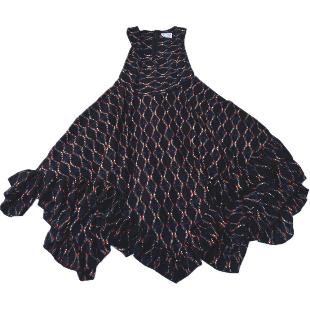 Mia Joy Joifolie Girls 8 Sleeveless Tiered Ruffle Hem Dress Ikat Diamond Print